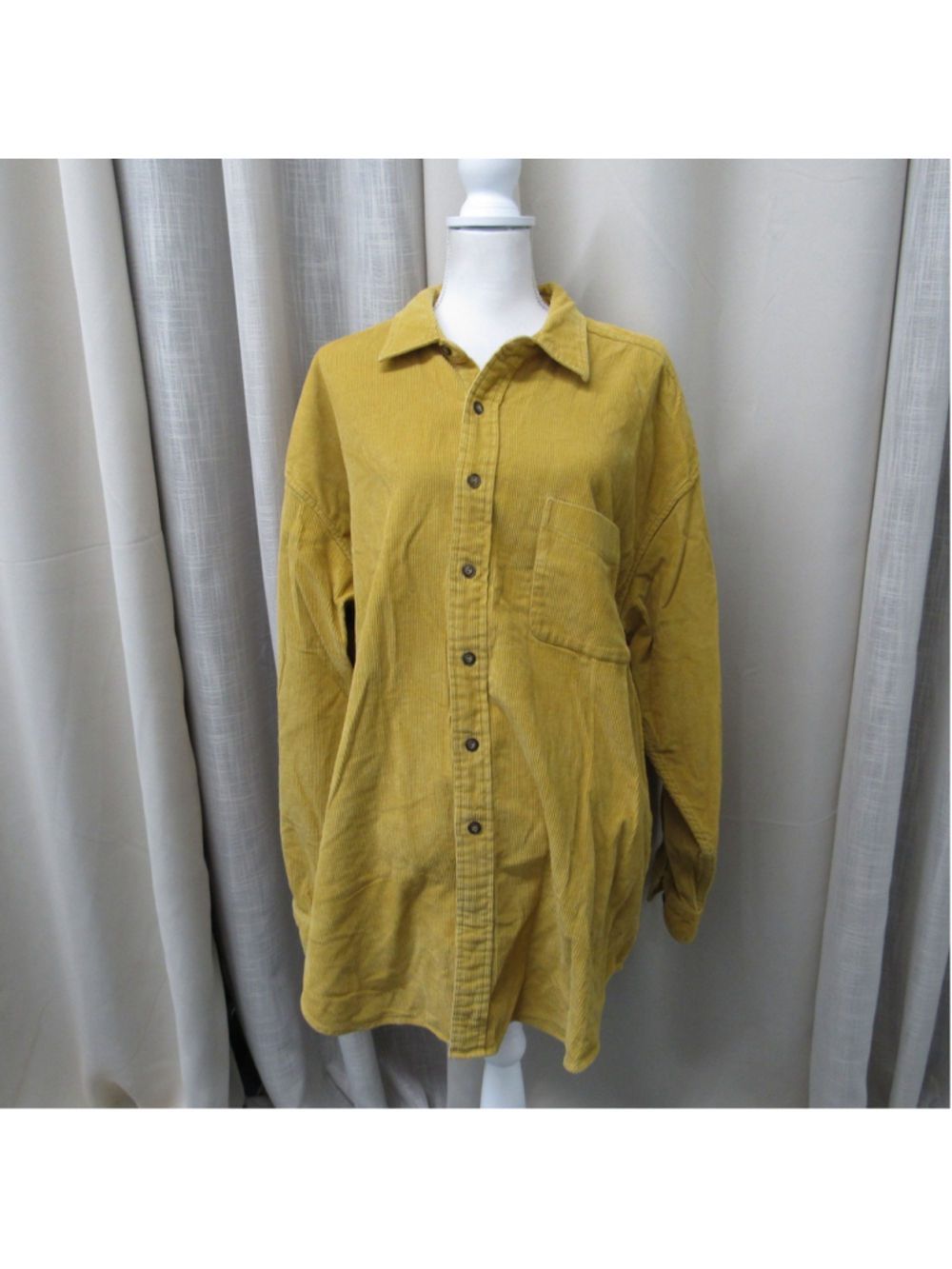 GH Bass Corduroy Shirt Mens XL Mustard Yellow Long Sleeve Button Down Shacket